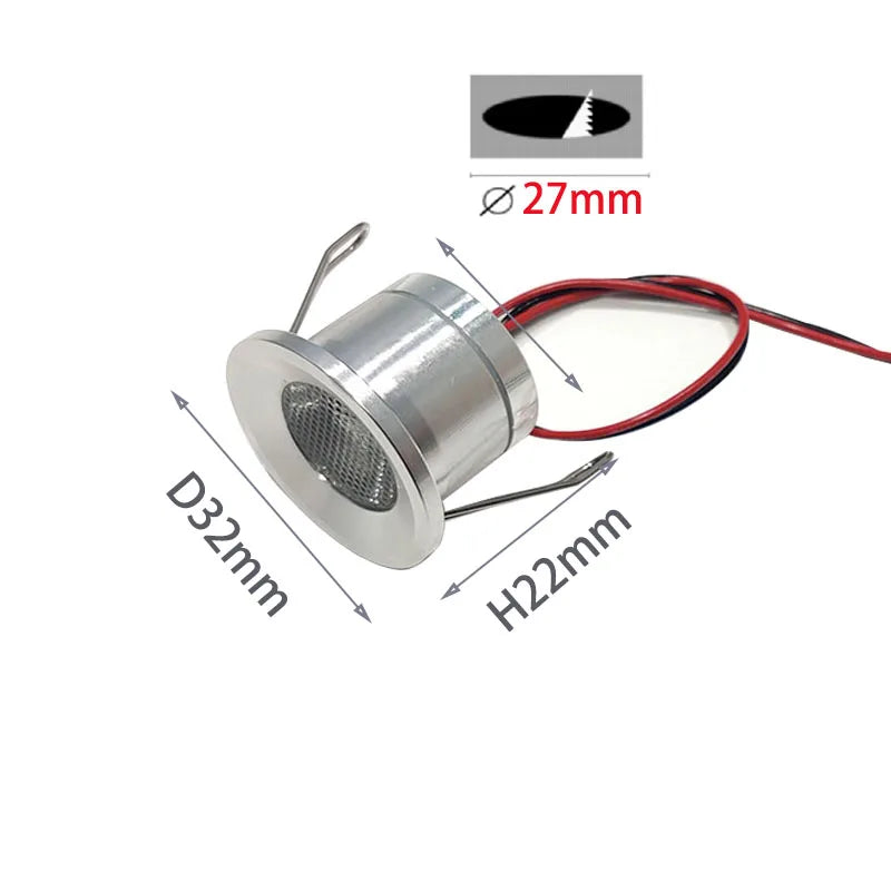 projecteur led spot noir argent grille moderne clips câbles 12v 1w ip65 rohs