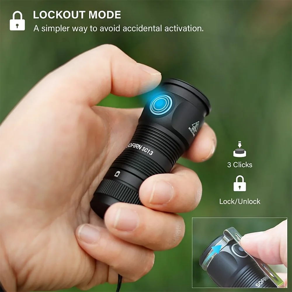 lampe torche noire vert rechargeable 1300lm led 15w moderne compact clip
