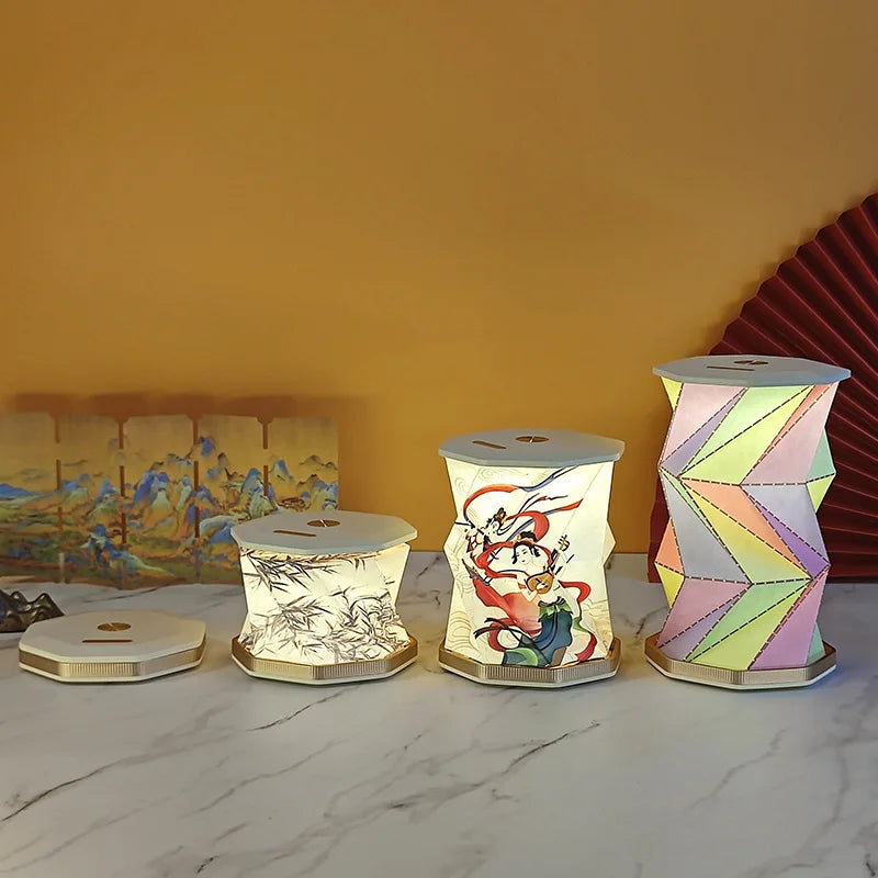 lampe table rechargeable led motif floral contemporaine minimaliste fixée adhésif base octogonale couvercle