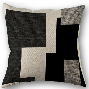 housse coussin carrée motif géométrique noir gris beige décoration maison contemporain moderne