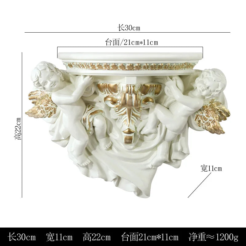 décoration murale étagère ange résine bleu doré blanc classique baroque chambre salon