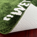 tapis vert imitation herbe lettre blanche antidérapant polyester moderne salon chambre