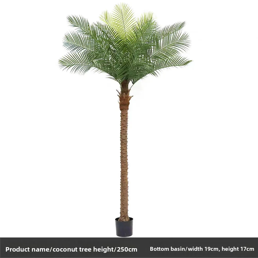 palmier artificiel décoration intérieure vert feuilles fines tronc épais moderne pot 240cm haute