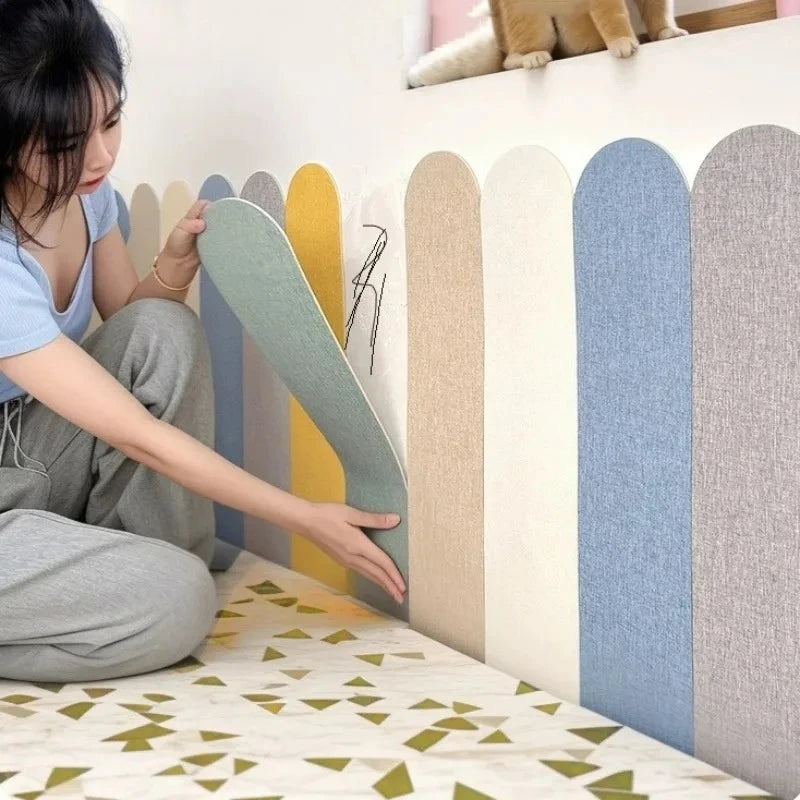 panneaux protection tissu lin bleu beige gris clair adhésifs modernes 90cm 15cm