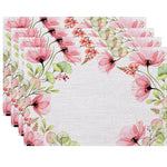 serviettes table lin transparent motif fleurs colorées moderne cuisine salle manger