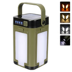 lampe camping solaire rechargeable led vert olive noir moderne modes affichage puissance poignée amovible