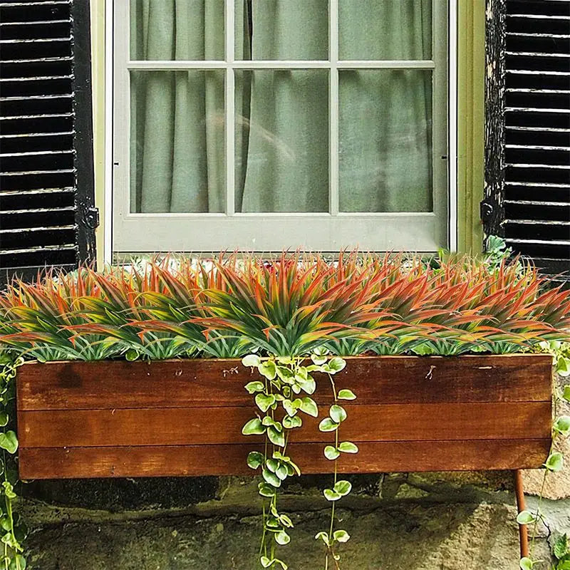 plantes artificielles herbe feuilles vertes modernes décoration intérieure extérieur minimaliste festive couleur rouge orange