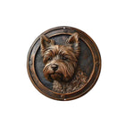 décoration murale plaque chiens relief artisanal clips métalliques couleur marron noir