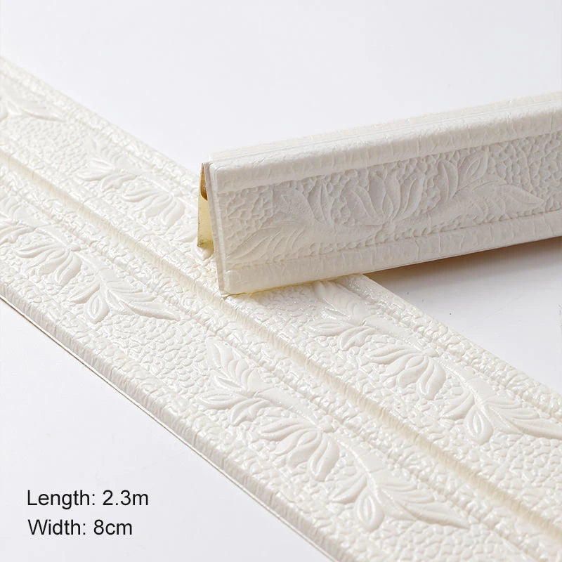 cornière murale adhésive mousse xpe relief floral blanc beige gris marron orange rose doré