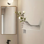 vase mural main blanc vase transparent minimaliste fixations murales deco moderne