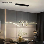 suspension lumineuse moderne minimaliste noir blanc doré ondulé réglable dimmable chambre salon étude