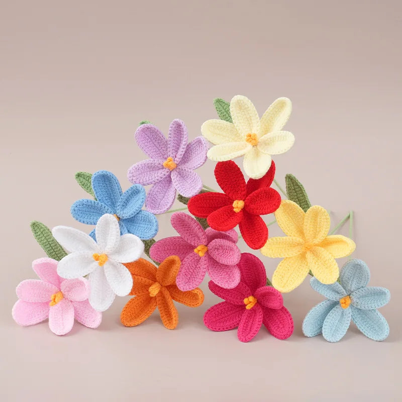 bouquet fleurs tulipes tricotées crochet artificielles décoration maison artisanale cadeau fête mariage intérieur