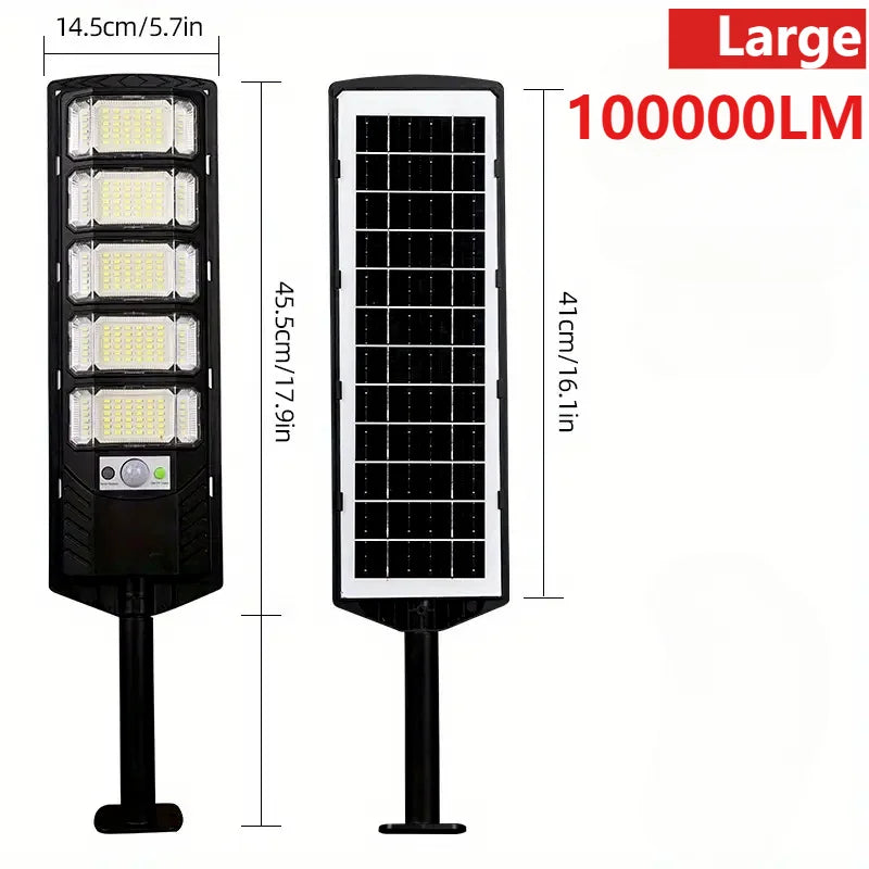 lampe solaire rue moderne noire ip67 led étanche sécurité extérieure télécommande