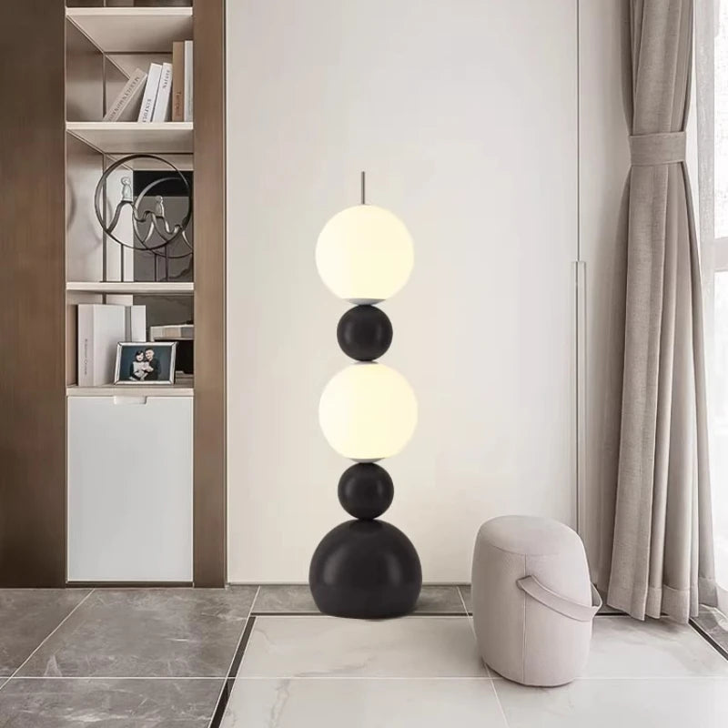 lampe sol moderne led rouge blanche noire sphères minimalistesintérieur décoration chambre salon