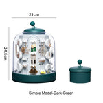 boîte bijoux rotative moderne vert foncé gris clair matériau plastique rangement bijoux adhésif boucles