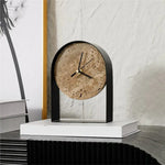 horloge table moderne statue pierre naturelle beige noir doré minimaliste