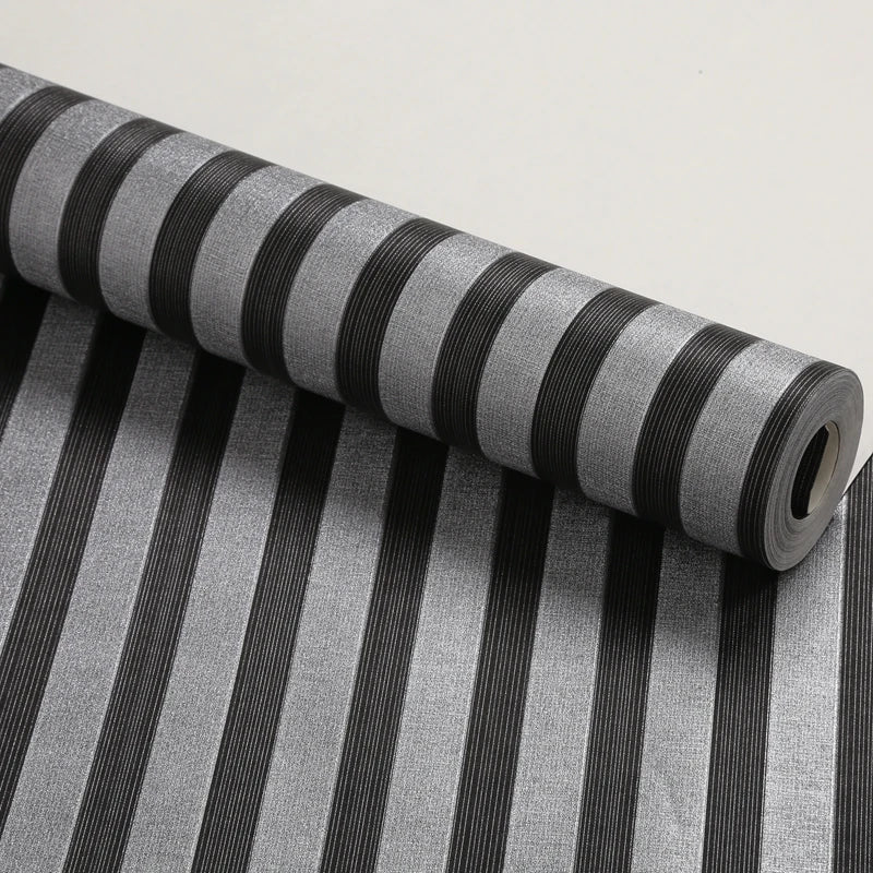 papier peint moderne imperméable rayures horizontales noir beige résistant humidité moisissures