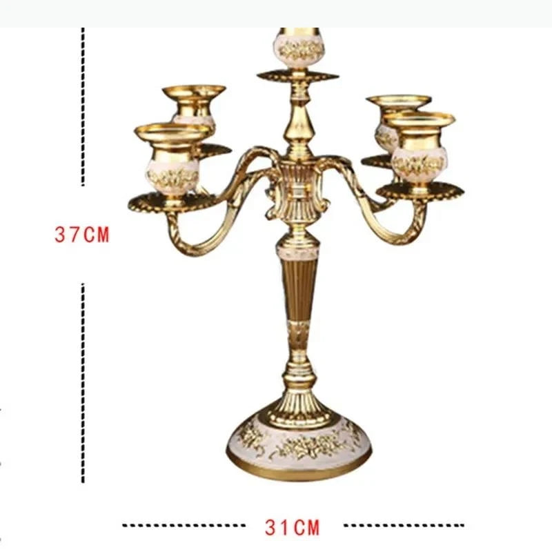 bougeoir cinq branches ornements floraux argent doré bronze classique décoration intérieure porte chandelle SUPPORT