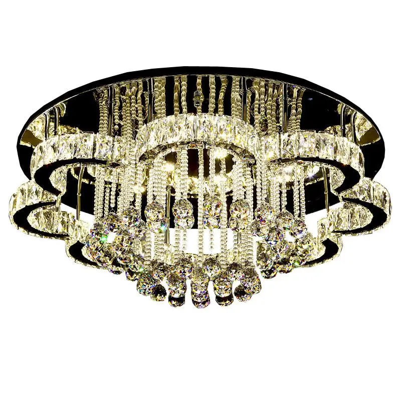 lustre cristal transparent classique éclairage salon lumière led moderne élégant six sources