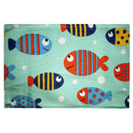 serviettes table tissu coton polyester motif océan poisson sirène marine moderne bleu