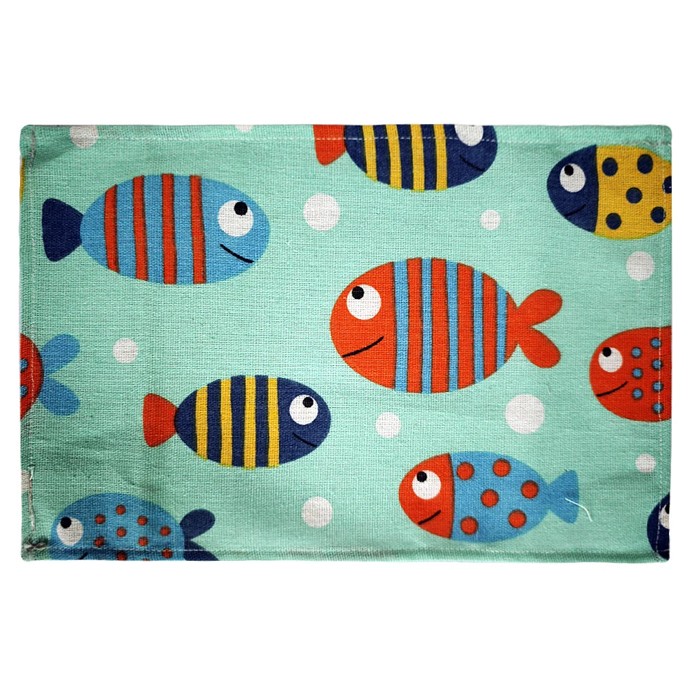 serviettes table tissu coton polyester motif océan poisson sirène marine moderne bleu
