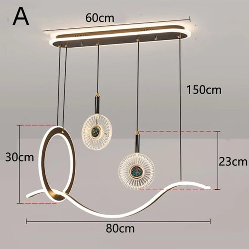 Suspension lumineuse moderne blanc doré noir lune étoile cercle motifs géométriques opaques