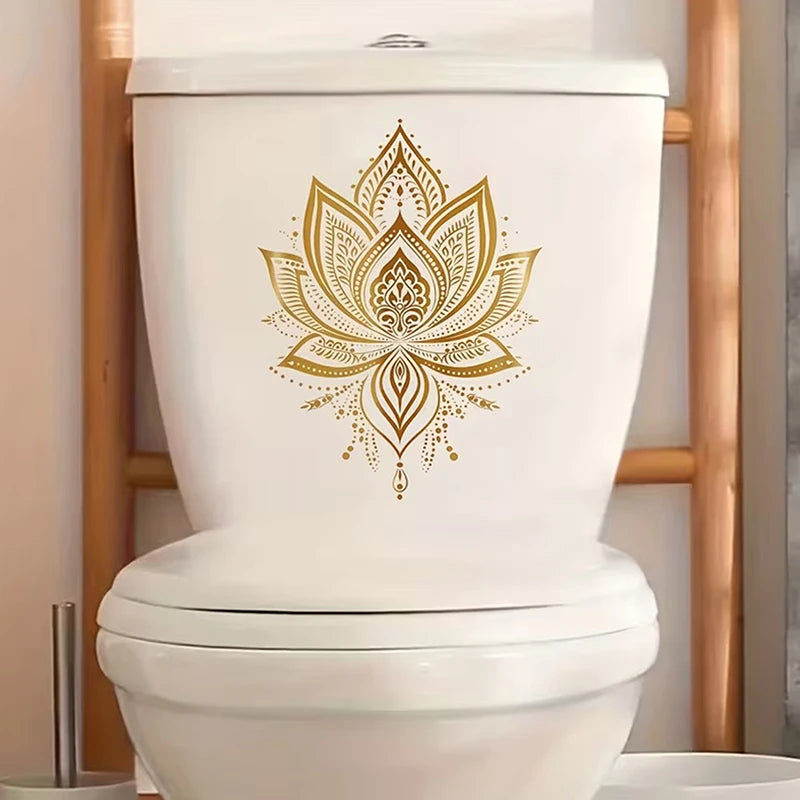 sticker mural or fleur lotus artisanal adhésif salle bain décoration zenintérieur floral