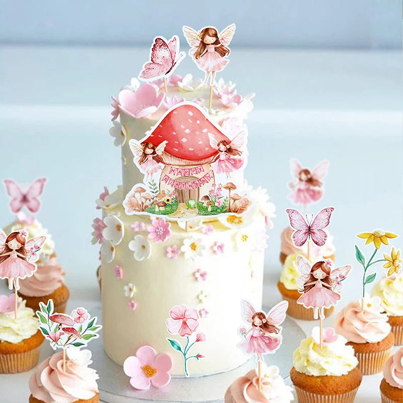 décorations gâteau cupcakes fées papillons fleurs mariage anniversaire baptême révélation sexe MADAM FAIRY PARTY