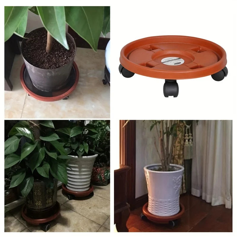 plateau fleur mobile orange pratique roulettes 33cm 30cm 26cm