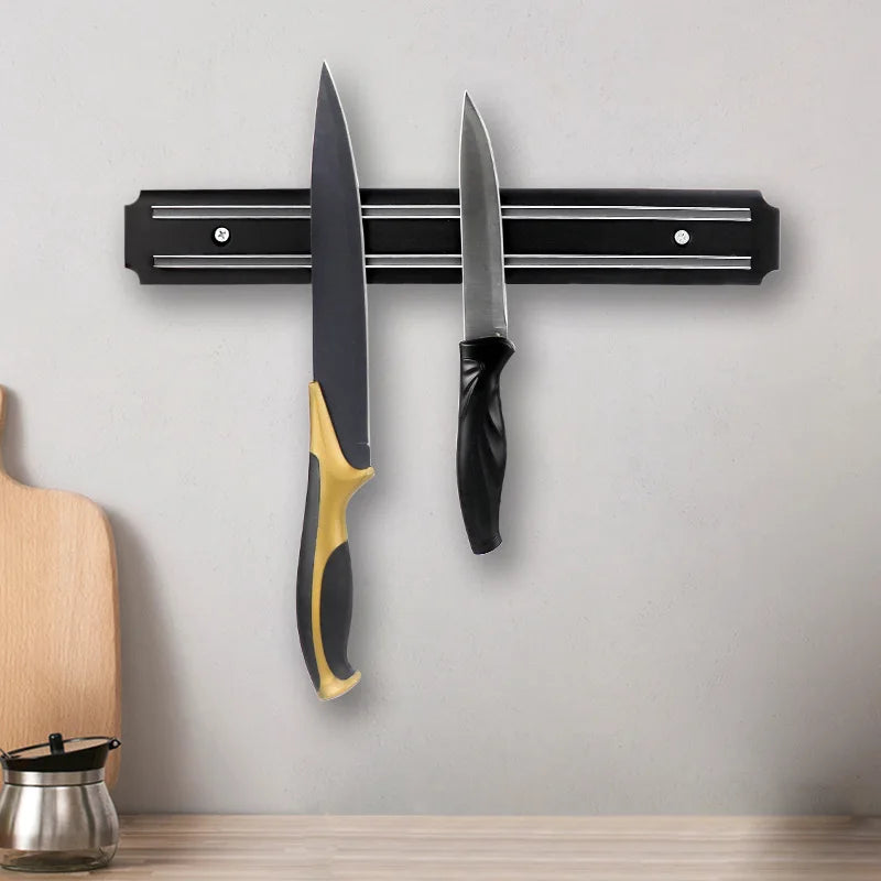 rangement couteaux mural magnétique bois planche découpe moderne minimaliste fixations visées