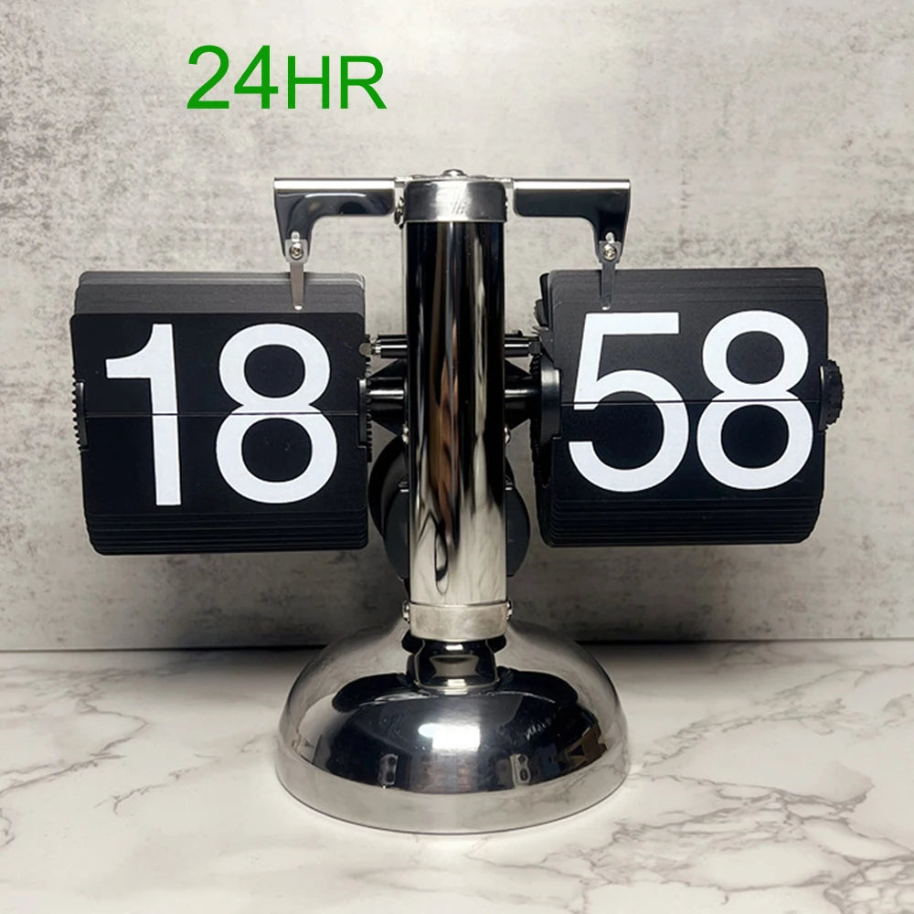 horloge flip numérique cadran carré moderne rétro noir blanc métallique brillantDecorationMurCadeauFamilleNumériqueChangementPageAutomatique