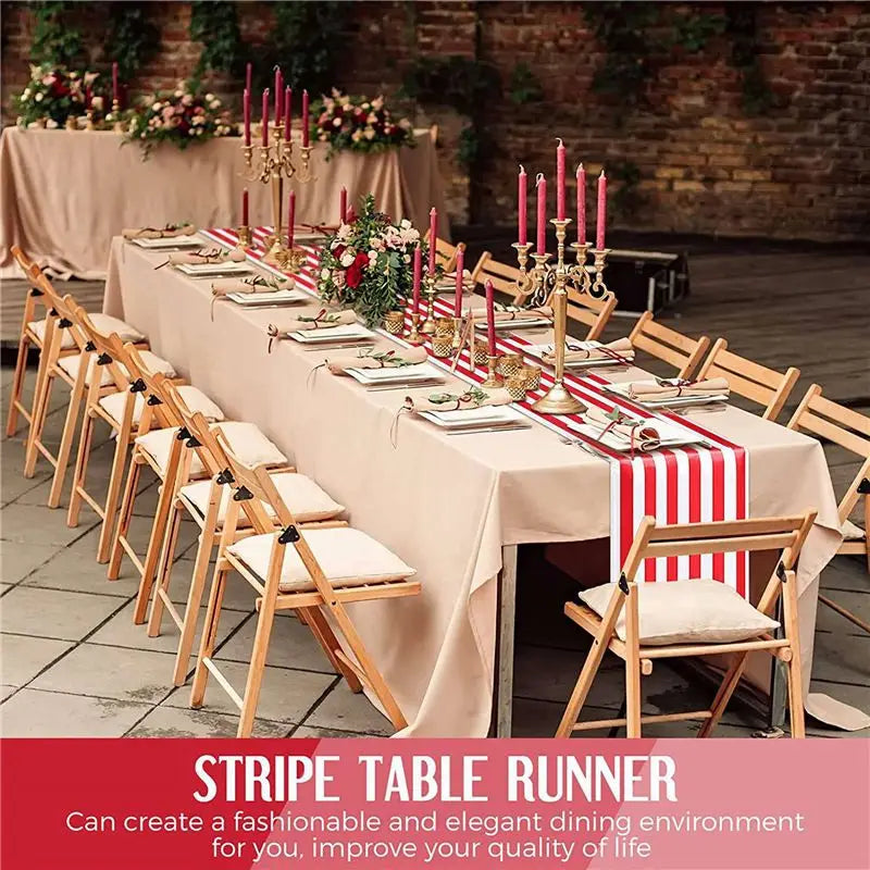 chemin table rayé rouge blanc décoration festive mariage party voile polyester élégant tables événement