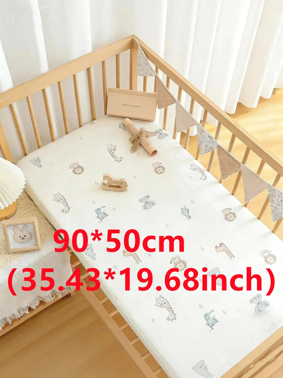 drap housse bébé imprimé animaux gris blanc moderne 90x50 120x60 130x70 polyester coton