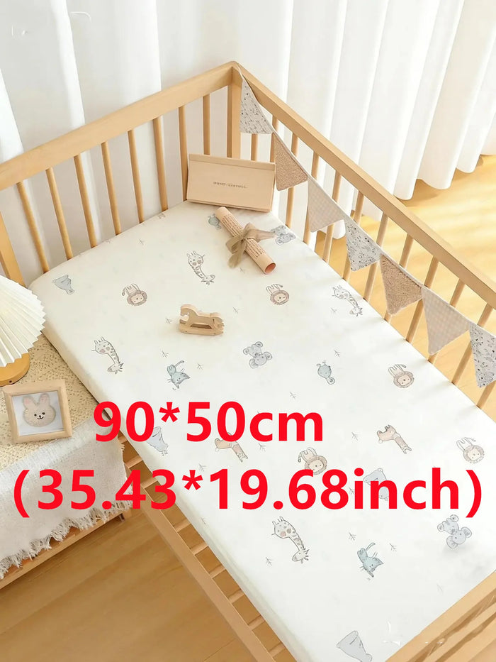 drap housse bébé imprimé animaux gris blanc moderne 90x50 120x60 130x70 polyester coton