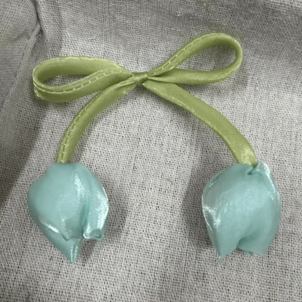 boucles d'oreilles tulipes vert clair bleu rose rouge blanc floral
