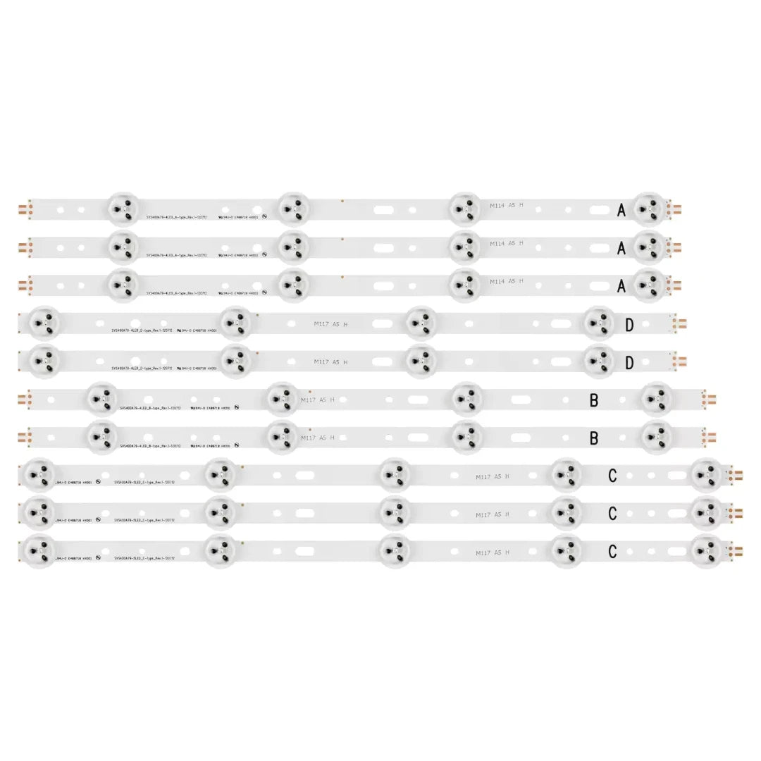 bandes rétroéclairage téléviseur blanc rectangulaire perforations connecteurs dorés industriels
