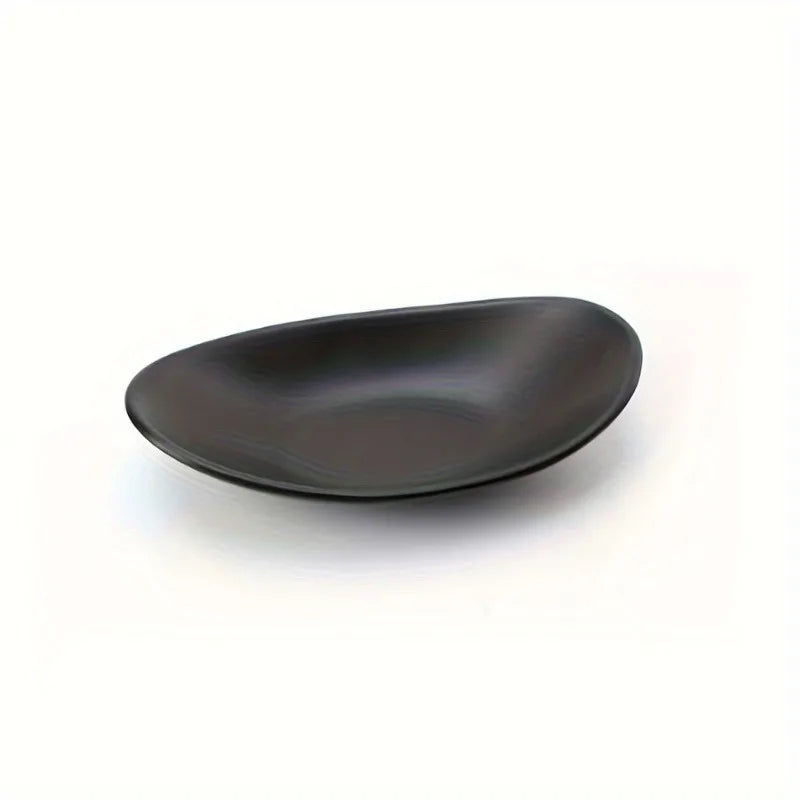assiettes ovales noires modernes surface mate minimaliste présentation bijoux décoratif 18cm longueur