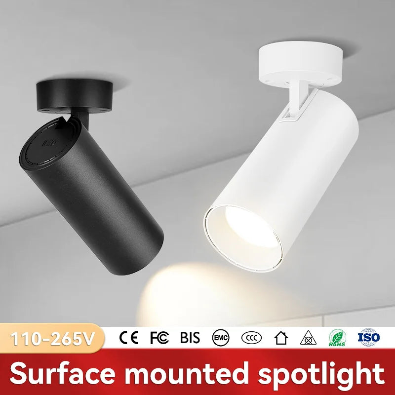 spot lumineux led noir blanc moderne minimaliste mur vis fixation 220v 40w