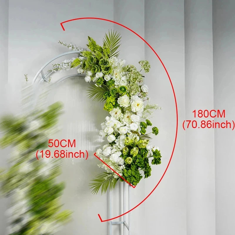 décoration florale arche vert roses hortensias delphiniums mariage romantique extérieur événement festive