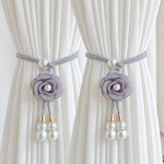 accessoires rideau fleurs cordon tressé rose violet beige blanc vert marronclair