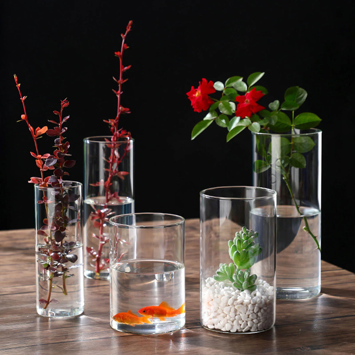 vases transparents modernes verre décoration table centre fêtes mariage