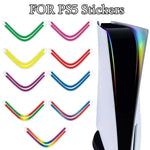 stickers adhésifs console ps5 multicolores rayures horizontales moderne vert rose jaune rouge violet bleu
