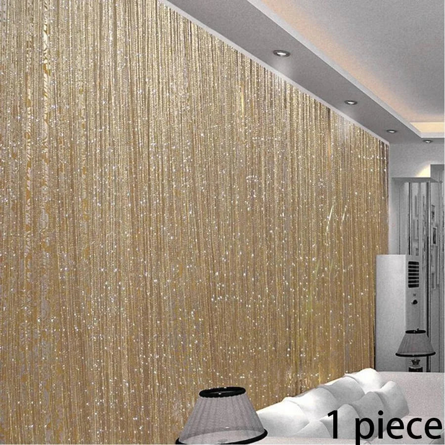 rideau doré strass argenté moderne élégant salon polyester 200x100cm