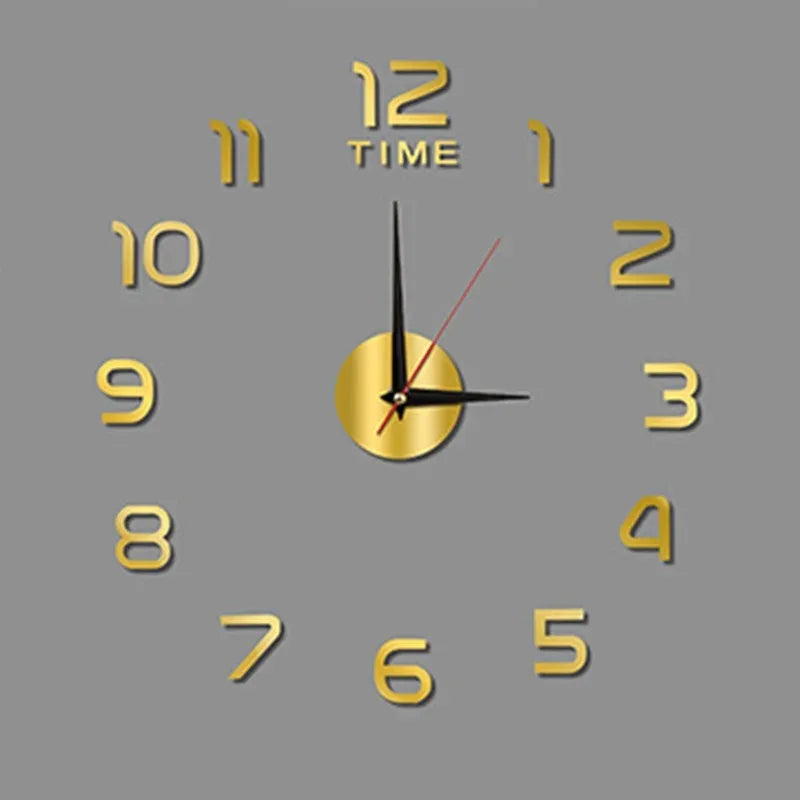 horloge murale moderne stickers numérotés 3d vert fluo noir doré minimaliste salon