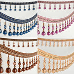 ruban brodé pendantes bleu marron beige rose doré élégant semi transparent rideau décoration maison