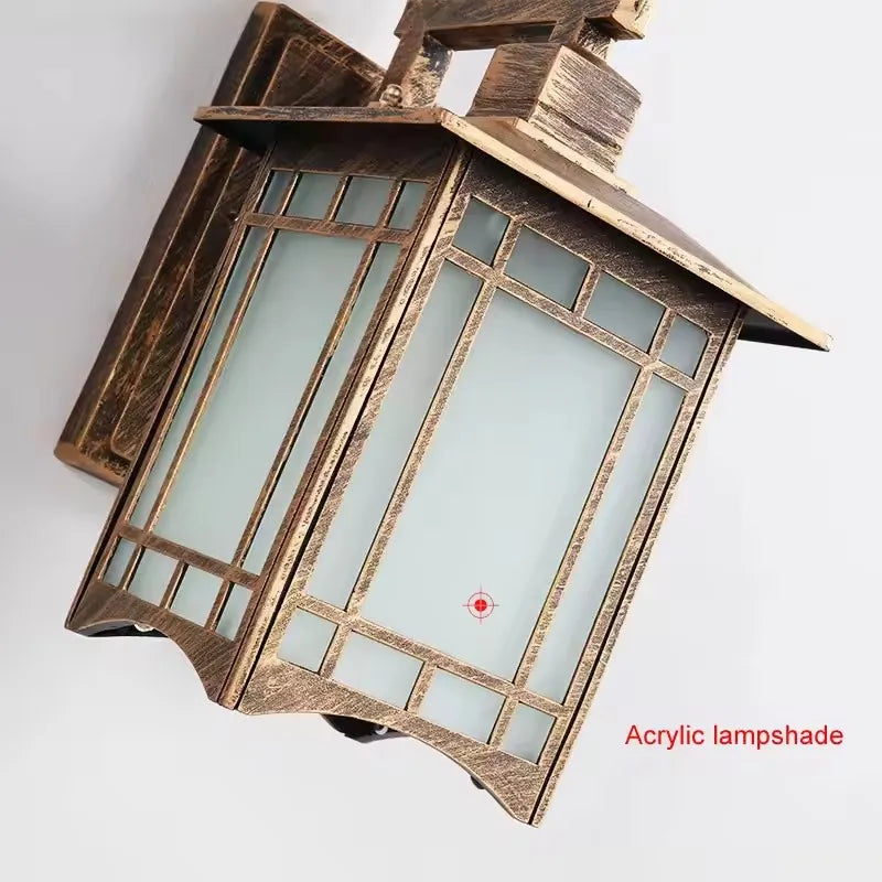 lampe murale noir beige grille fenêtre finition métallique classique rustique ampoule E27 LED IP65