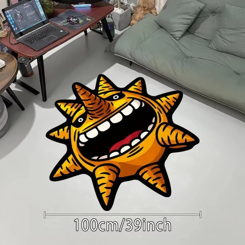 tapis dessin animé jaune noir blanc souriant corne chambre salon résistant intérieur