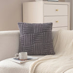 coussins moelleux rayures horizontales gris blanc moderne confortable zip vert clair polyester