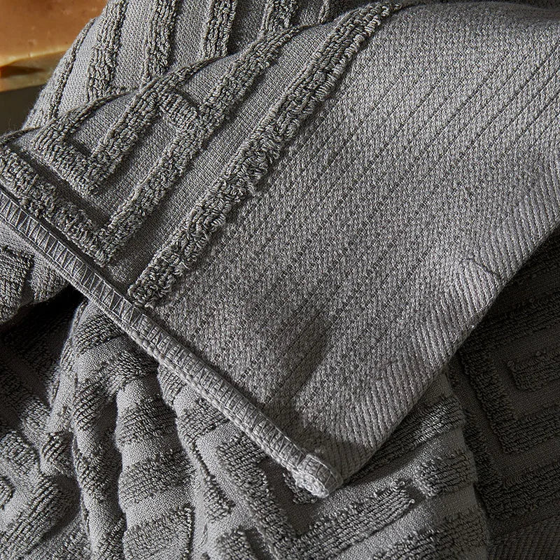 serviette coton absorbante lavable machine motif géométrique gris classique douce utilisation quotidienne