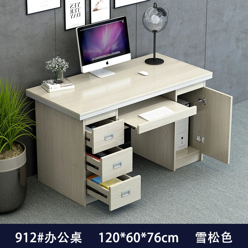 bois massif moderne marron foncé table travail informatique épuré intérieur maison
